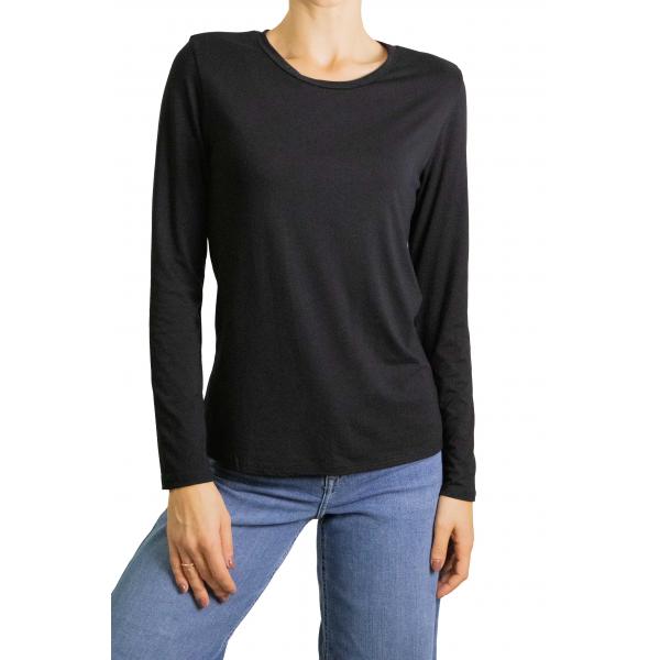 Maglia tinta unita girocollo manica lunga 